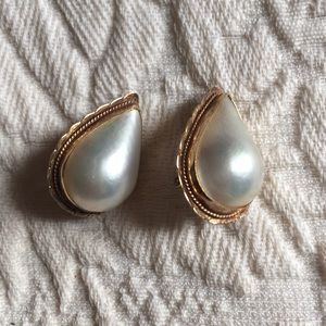 14k Mabe pearl pear shaped earrings